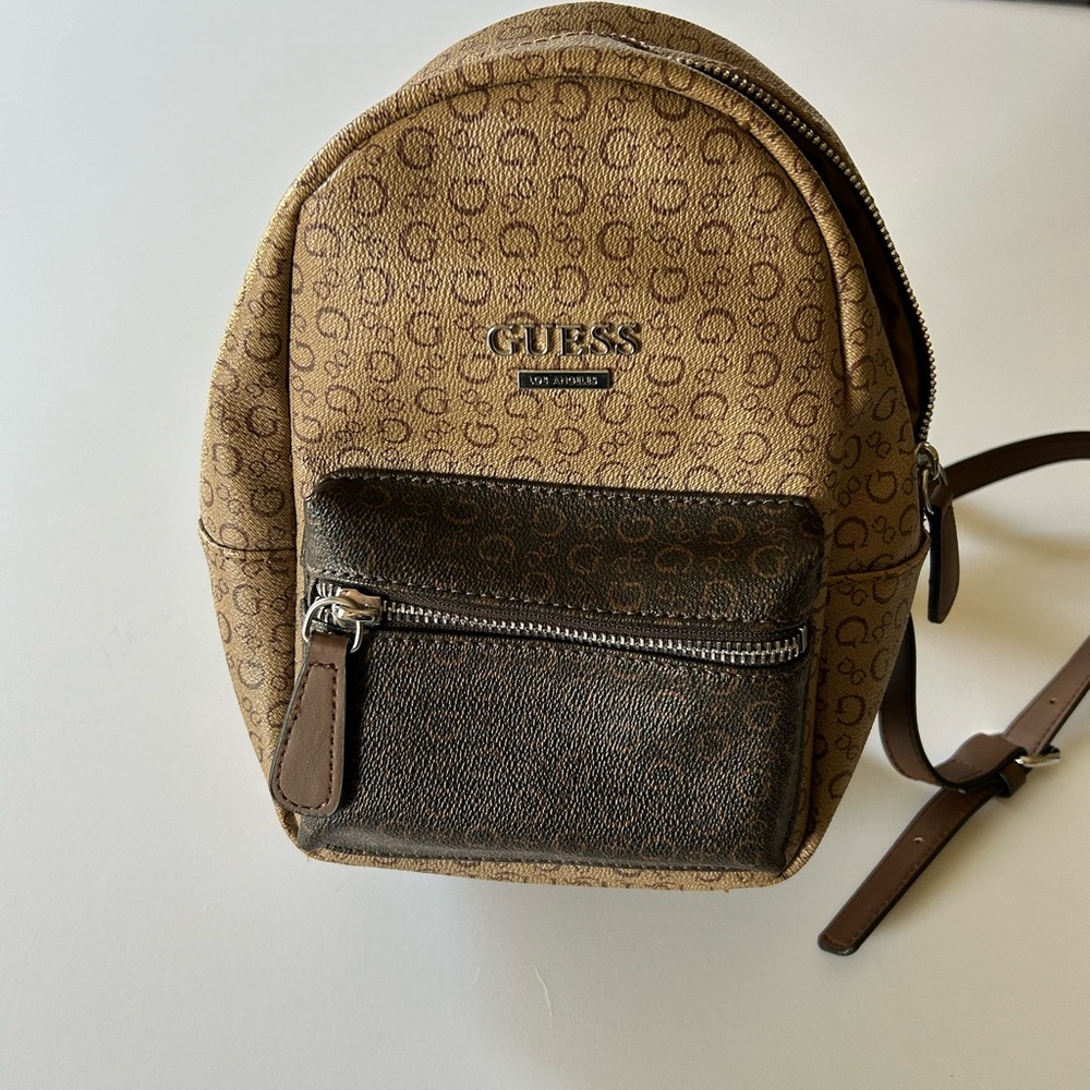 GUESS Women's Backpack Brown/Tan Logo Print Monogram Small/Medium Brand-New NWT
